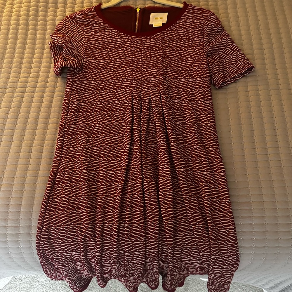 Maeve Maroon Patterned Women's Dress XXS- Petite